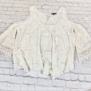 Ambiance Plus Size Cold Shoulder Lace Sleeve Top